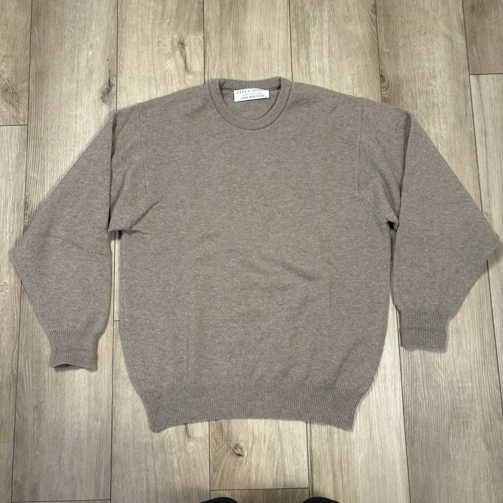 Lyle &‎ Scott Pullover Sweater Wool Men's Beige Tan Crewneck Long Sleeve Knit